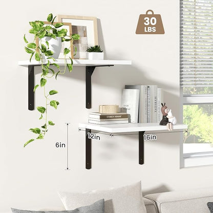 Fun Memories Floating Shelves for Wall, 12 Inch Deep Floating Shelves Set of 2 - Image 4