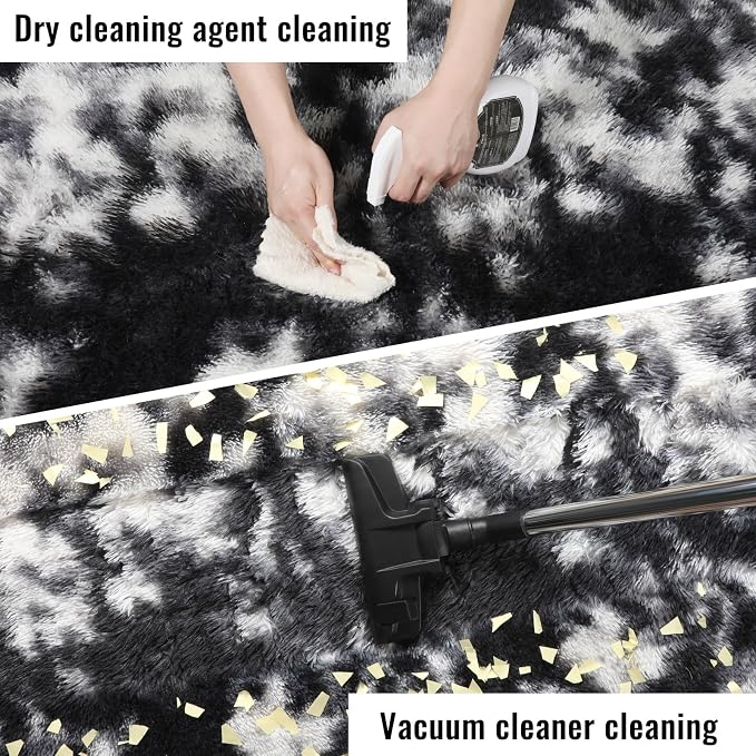 Black White Rugs for Living Room 6x9, Shag Fuzzy Fluffy Rugs for Bedroom Kids - Image 6