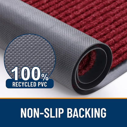 OLANLY 2-Pack Front Door Mats 29.5x17, Waterproof Heavy-Duty Doormats | Wine Red - Image 3