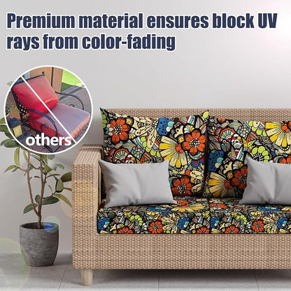 8Pcs Outdoor Cushion Covers, Stretch Patio Furniture Couch Chair Slipcovers | - Image 3