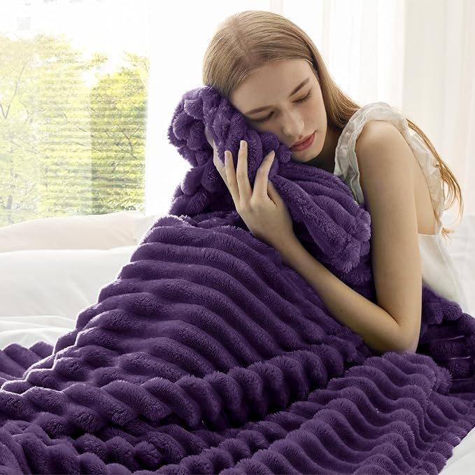 Bedsure Soft Twin Blanket for Bed Decor Gifts Purple 60"x80" | Birthday Gifts - Image 4