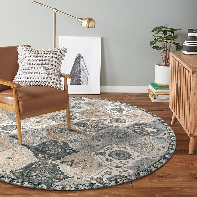 Lahome Moroccan Washable Round Rug 5ft, Soft Circle Rug - Image 6