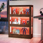 Display Cabinet with Acrylic Glass Doors, 3-Tiers Curio Cabinet with LED by BONITURE