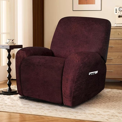 ANARACHON Leather Look Recliner Chair Covers, 4-Pieces Stretch Recliner Cover - Image 6