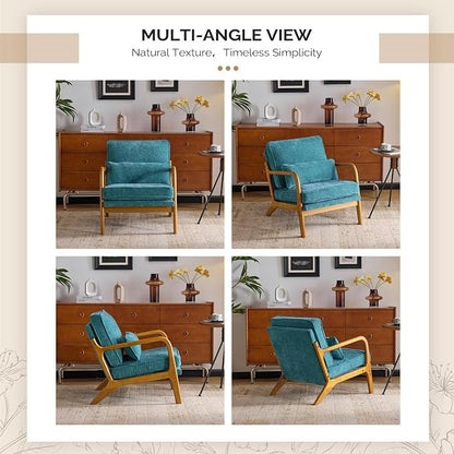 VINGLI Chenille Mid-Century Modern Accent Chair Set of 2, Cute Reading Arm Chair - Image 8