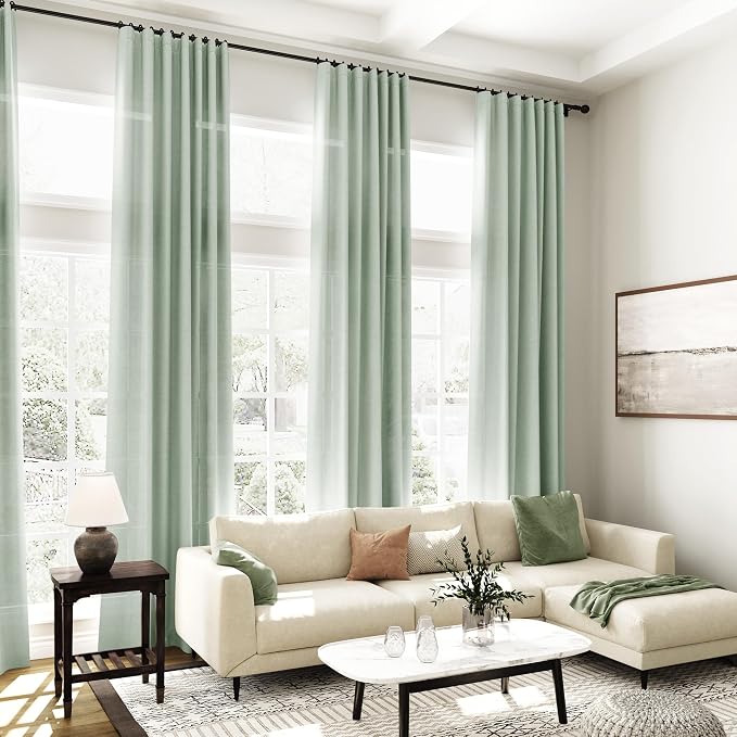 Extra Long Aqua Green Linen Curtains 120 Inch - Image 7