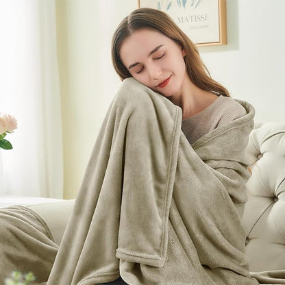 BEDELITE Fleece Blanket Soft Plush Twin Size Blanket Linen Brown 60"x80" | - Image 3