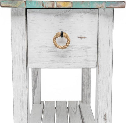 Sea Winds Trading Picket Fence Chairside Table Kiln-Dried Solid Wood Distressed - Image 2