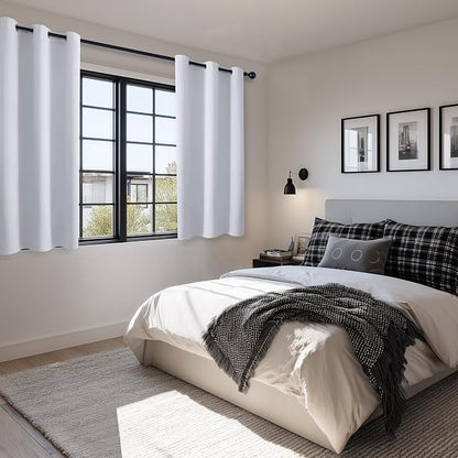Short Blackout Curtains for Bedroom, 2 Panels Greyish White W42xL45 | Thermal - Image 6