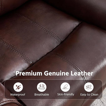 ANJ Geniune Leather Manual Loveseat Recliner Sofa Set of 2 - Image 3