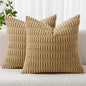 MIULEE Corduroy Decorative Throw Pillow Covers 18x18 Khaki Pack of 2 | Soft by MIULEE