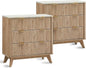 T4TREAM Fluted 3 Drawers Nightstand Set of 2, Oversized Extra Large Modern Side by T4TREAMFurniture