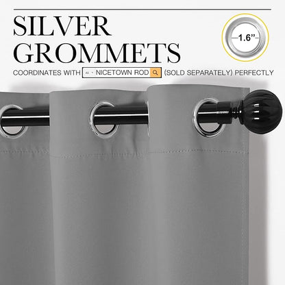 NICETOWN Silver Grey Room Darkening Curtain Panels 78" Long - Image 3