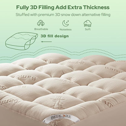 BEDLORE Twin Mattress Topper Viscose Derived from Bamboo, Thick Pillow Top - Image 5