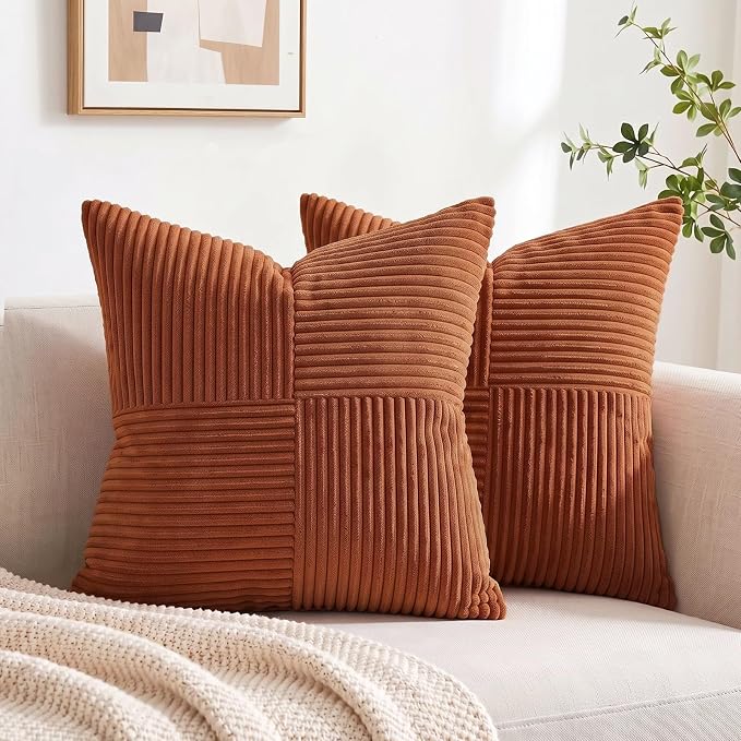 Fancy Homi 2 Packs Rust Decorative Throw Pillow Covers 20x20 Inch - Image 7
