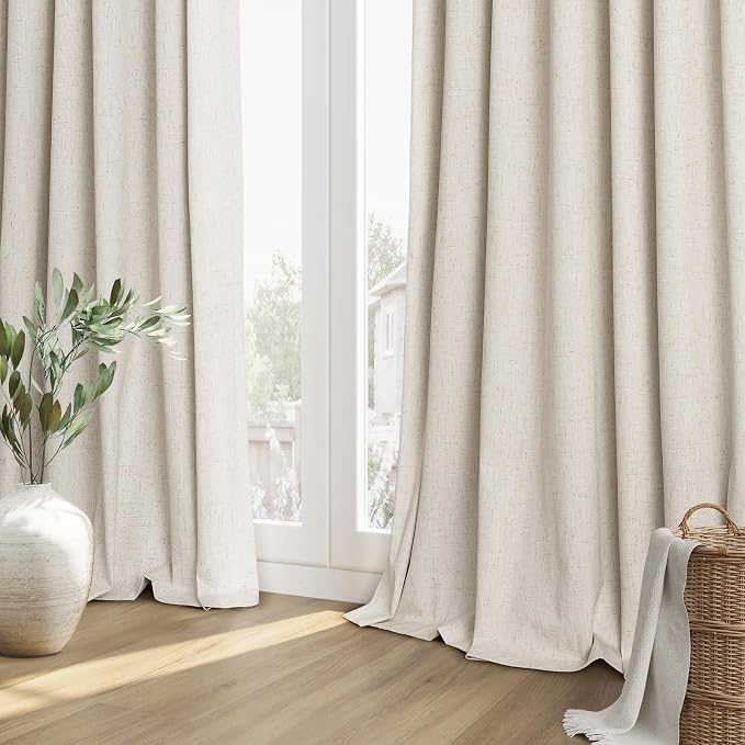 100% Blackout Linen Curtains 80 Inch Length 2 Panels Set - Image 8