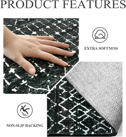 Lahome Moroccan Black Rug for Bedroom Washable Area Rugs 4x6 Non-Slip - Image 5