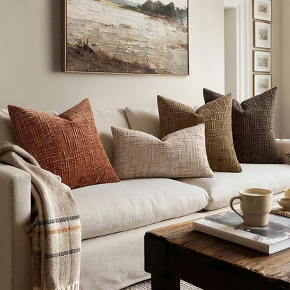 MIULEE Chenille Textured Fall Euro Throw Pillow Covers Burnt Orange 22x22 | Set - Image 6