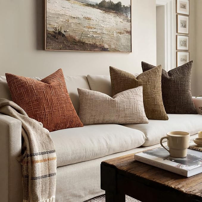 MIULEE Chenille Textured Fall Throw Pillow Covers Burnt Orange 20x20 | Set of 2 - Image 6