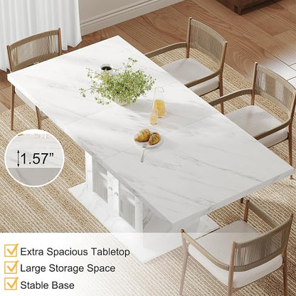 HSH Dining Table for 4–6, Wood Rectangle Dinner Table - Image 6