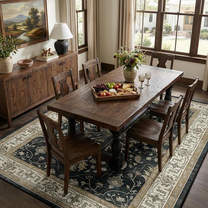 RELEANY Washable Area Rug, Water Repellent, Pet Friendly, Vintage Floral Boho - Image 2