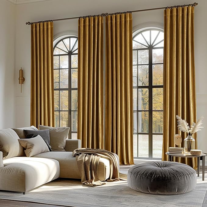 MIULEE Velvet Curtains Extra Wide 66x84 inches Gold Curtains | Luxury, Room - Image 7