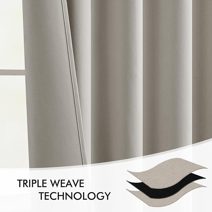 MIULEE Natural Back Tab Blackout Curtains 52x72 Inches Long 2 Panels Set | Rod - Image 7