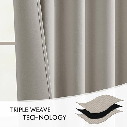 MIULEE Natural Back Tab Blackout Curtains 52x84 Inch Length 2 Panels Set | Rod - Image 7