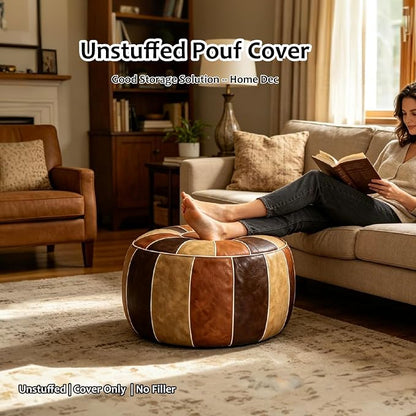 Thgonwid Unstuffed Moroccan Storage Pouf Foot Stool Ottoman Seat Handmade Faux - Image 7