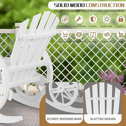 Outvita Adirondack Rocking Chair, Wood Wagon Rocker, Outdoor Wooden Carbonized - Image 6
