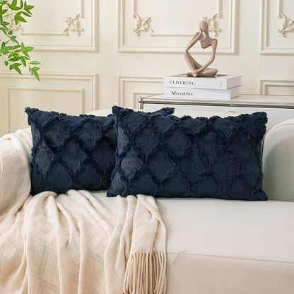 Set of 2 Soft Moroccan Throw Pillow Covers 12x20 Inch Plush Boho Decorative by Cozoomy
