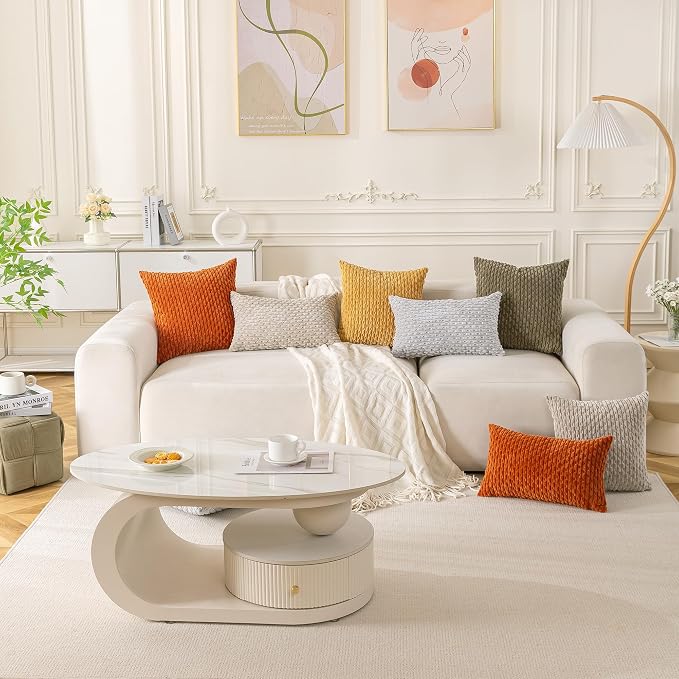 Set of 4 Dark Grey Decorative Throw Pillow Covers 22x22 Inch Corduroy Pillow - Image 6