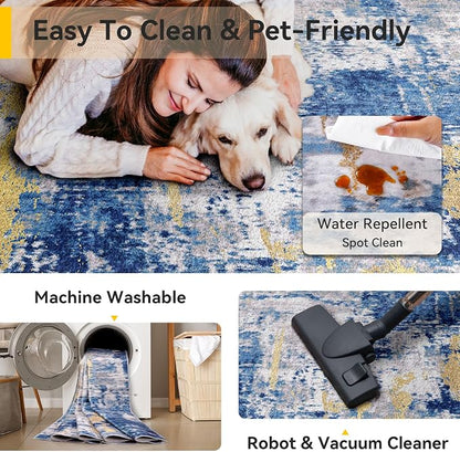 RELEANY Washable Runner 2'x6' Abstract Area Rug - Image 7
