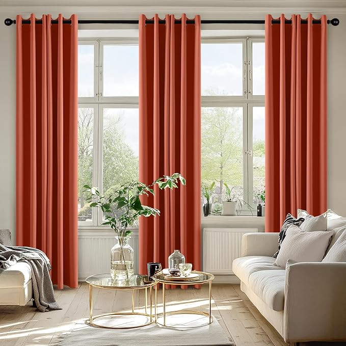 MIULEE Fall Blackout Curtains for Bedroom 2 Panel 40"x72" Long Burnt Orange | - Image 6