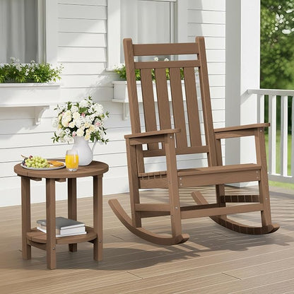 SERWALL Round Outdoor Side Table Set of 2, HDPE Small Adirondack Double End - Image 2