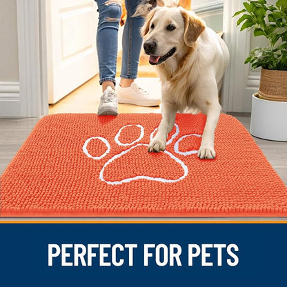 OLANLY Dog Door Mat for Muddy Paws 36x24, Paw Print Design Chenille Mud Mat | - Image 6