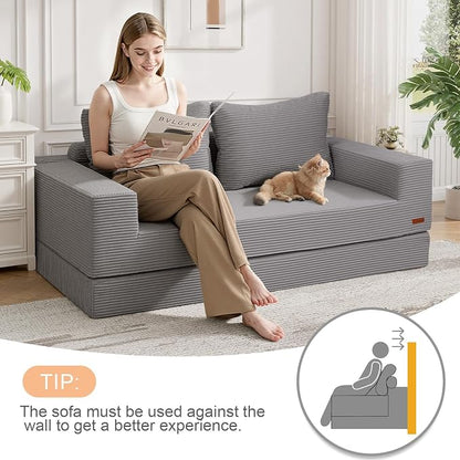 COMAX Convertible Sofa Bed Queen, Corduroy Folding Floor Couch Pull Out Couch - Image 4