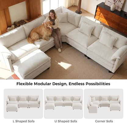 ELUCHANG 150" Oversized V-Shaped Cloud Couch Modular Sectional Sofa - Image 9