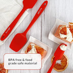 Elihome Skinny Silicone Spoonula - Non-Stick Heat Resistant Silicone Scraper Spatula for Mixing, Serving, Scraping, Stirring, and More - 11 Inch, Red