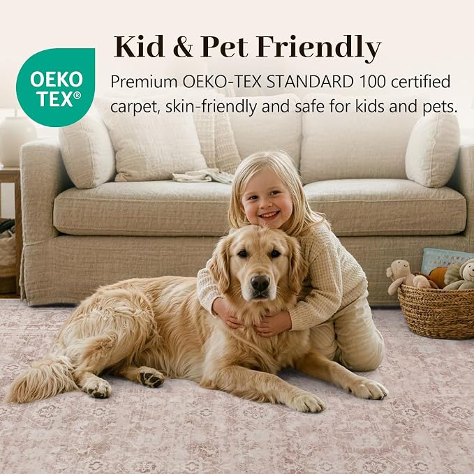 5x7 Ft Area Rugs for Living Room, Soft Non-Slip Machine Washable Rug, Vintage - Image 5