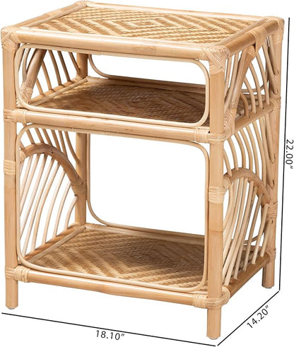 bali & pari Baara Modern Bohemian Natural Rattan Nightstand - Image 3