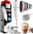 Zulay Kitchen Milk Frother with Patented Tornado Triple Whisk – Handheld Foam Maker for Coffee, Lattes, Matcha & Hot Chocolate – Rich, Creamy Froth in Seconds -