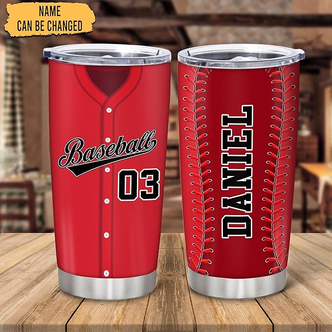 Hyturtle Personalized Baseball Tumbler Baseball Players Design Stainless Steel Double Walled Vacuum Insulated Tumblers 20oz30oz Coffee Travel Mug Cup Christmas Gift For Men Boys Friends Dad Sports Fan