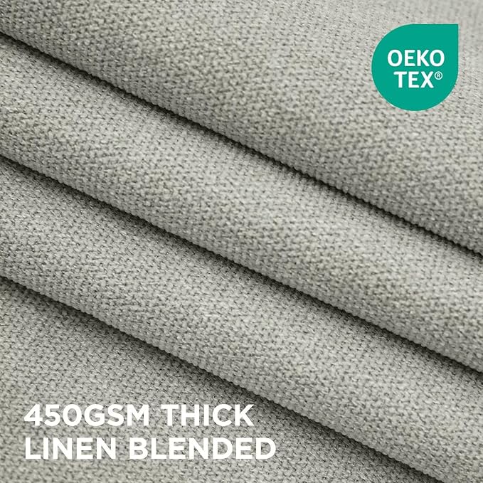 Joydeco Greyish White Pinch Pleated Thick Linen Curtains 96 Inch Long 2 Panel - Image 3