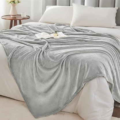 BEDELITE Fleece Blanket Soft Plush Twin Size Blanket Light Grey 60"x80" | Ultra - Image 6