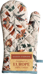 Maison d' Hermine Oven Gloves 100% Cotton Oven Mitt 7" x 13" with Loop Heat Resistant, BBQ, Cooking Gloves, Baking, Grilling, Kitchen, Handling Hot Pans (Pack of 1, Dalida)