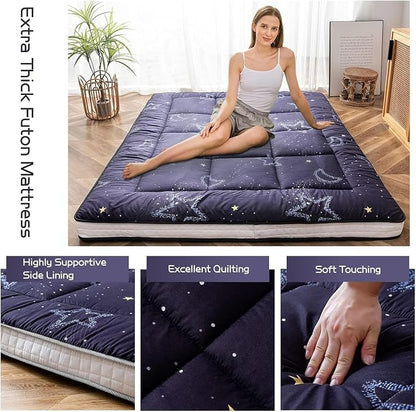 MAXYOYO Black Moon and Star Futon Mattress, Padded Japanese Floor Mattress - Image 3