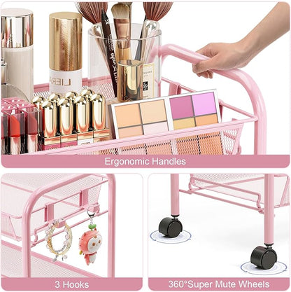 TOOLF 3 Tier Rolling Cart Pink - Image 4
