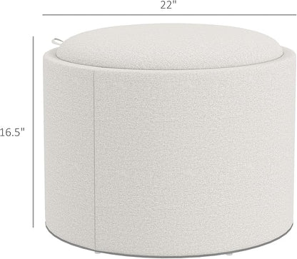 HOMCOM Round Storage Ottoman - Image 3