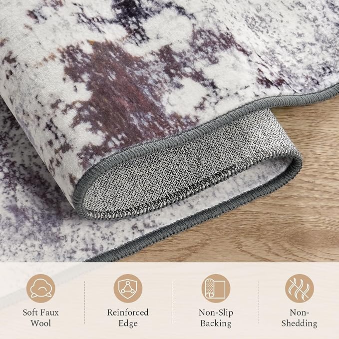 Rugflix 8x10 Area Rugs for Living Room, Washable Beige Grey Large Rug | Machine - Image 7